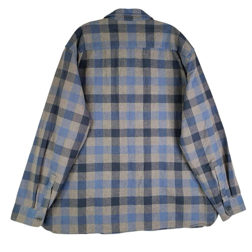 LL Bean Shirt Mens Gray Blue Plaid Flannel Long Sleeve Button Down Size XXL - Picture 3 of 10